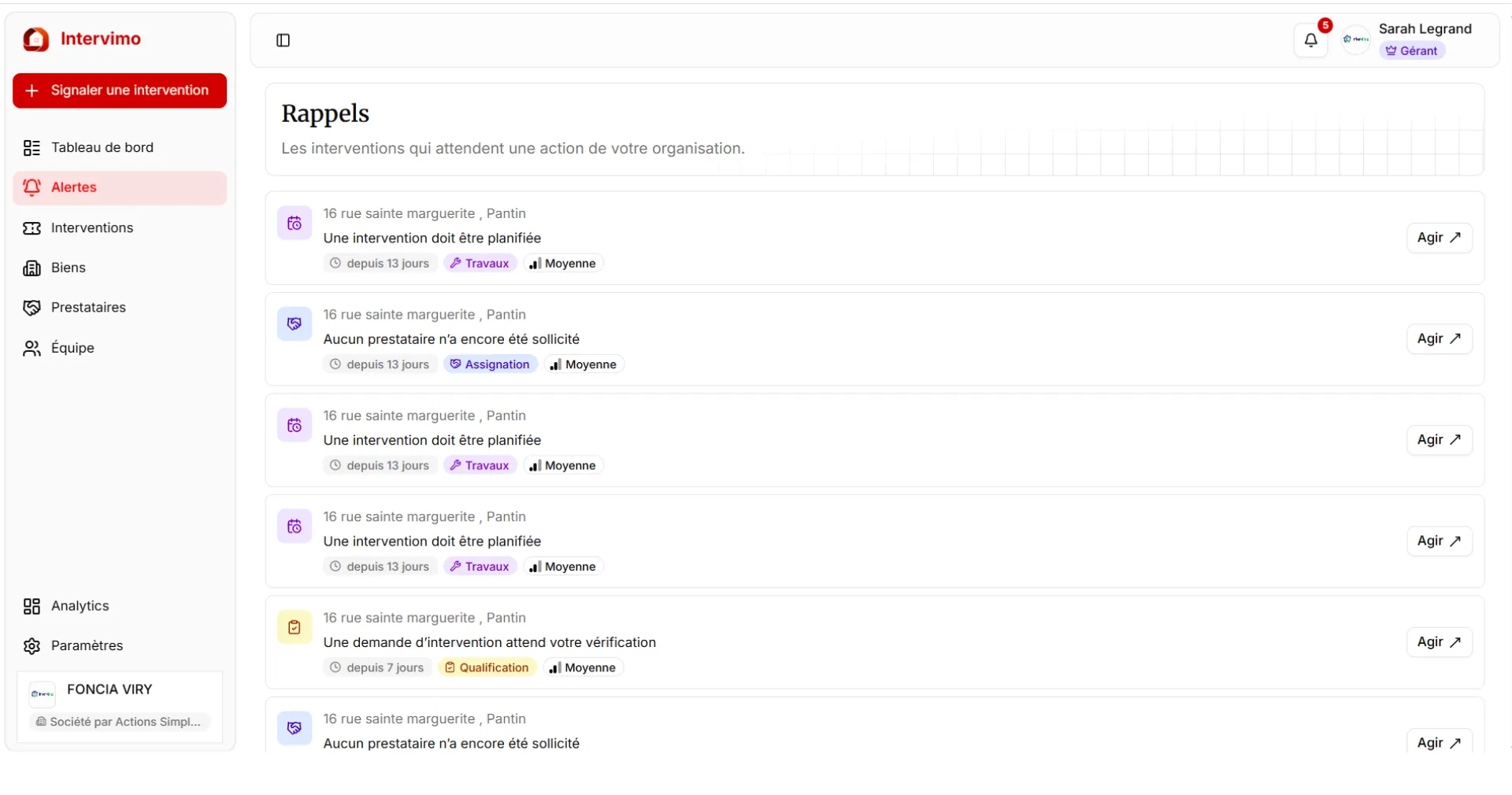 Intervimo — Alertes et rappels